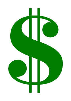 Green dollar sign isolated .