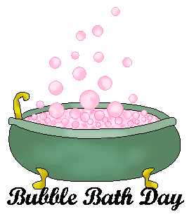 green bathtub with Bubble Bath Day title ...