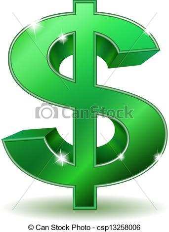 Green dollar sign isolated . - Clip Art Dollar Sign