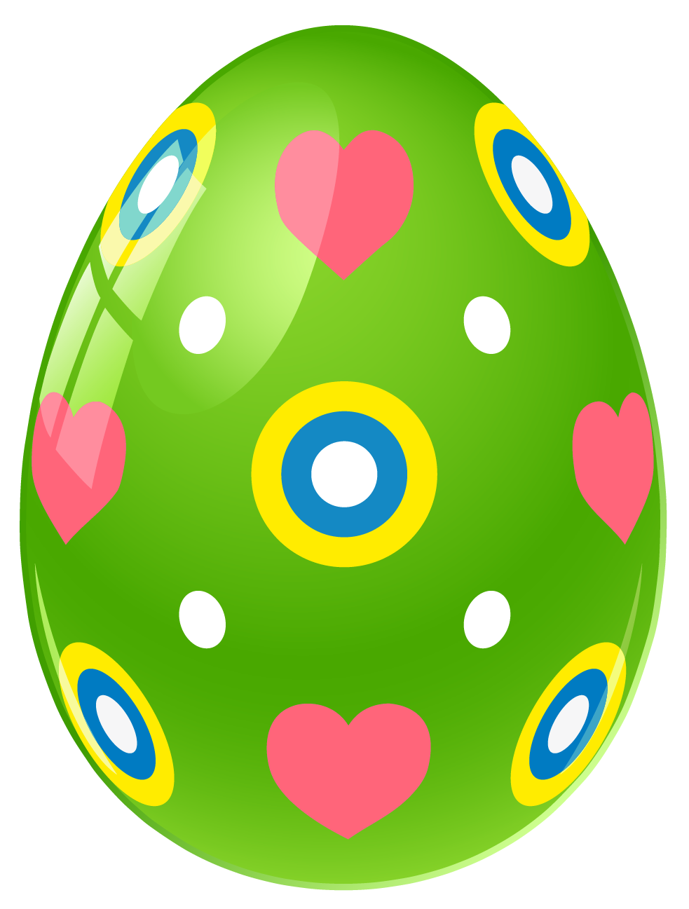 Green Easter Egg With Hearts .