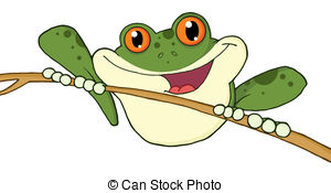 ... Green Frog On A Twig - Ha - Tree Frog Clipart