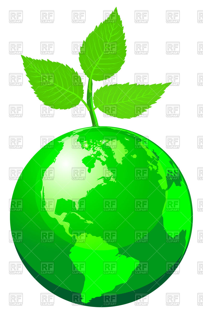 Green globe with sprout. Clic - Green Globe Clip Art