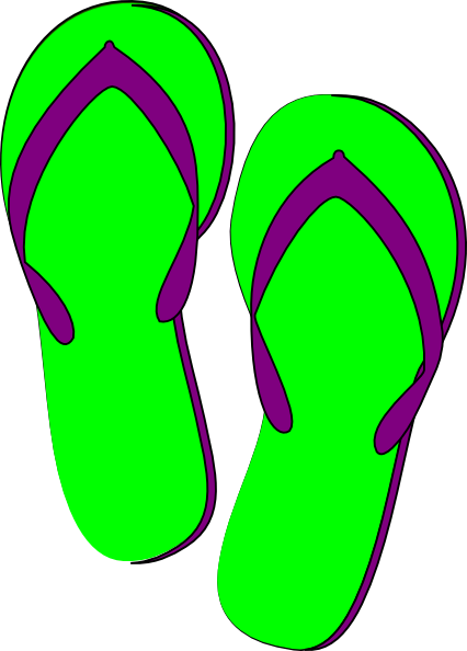 Green Purple Flip Flops Clip Art