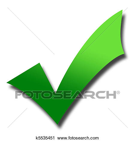Clipart - Green tick mark. Fotosearch - Search Clip Art, Illustration  Murals, Drawings