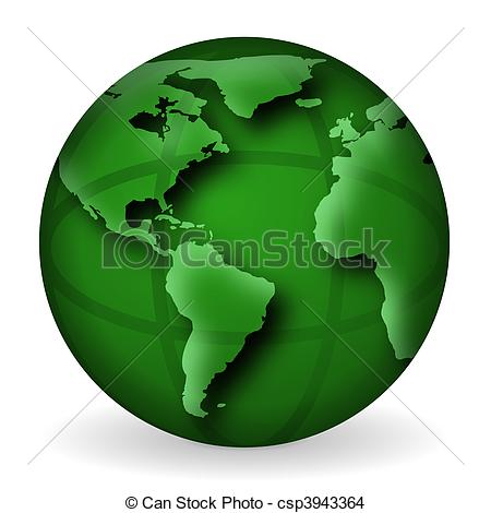 Green globe with sprout. Clic