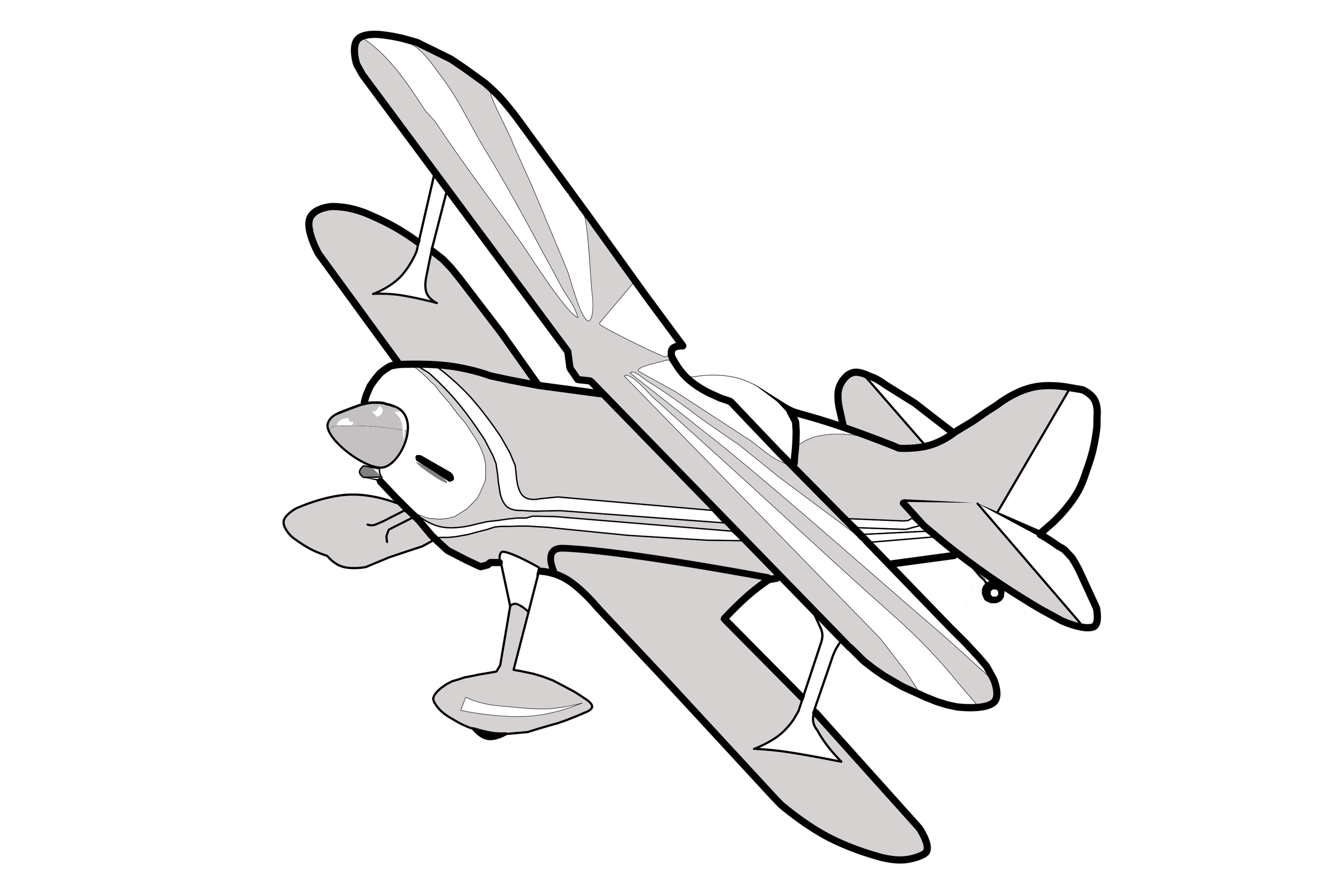 Grey Biplane Clipart Image
