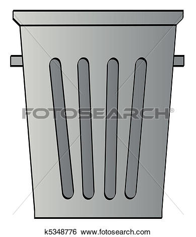 grey garbage can on white background