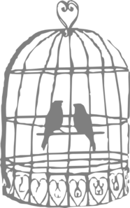 Grey Lovebirds Birdcage Clip  - Bird Cage Clip Art