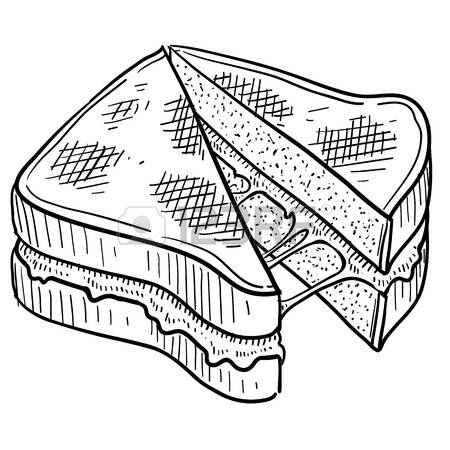 grilled cheese: Doodle style gooey grilled cheese sandwich illustration in vector format