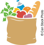 Groceries Stencil - Illustration of Grocery Bag Full of.