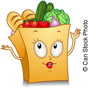 ... Grocery Bag - Illustration of a Grocery Bag Character.