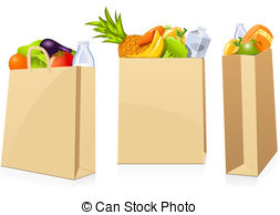 ... Grocery shopping bags - Isolated shopping bags in different.