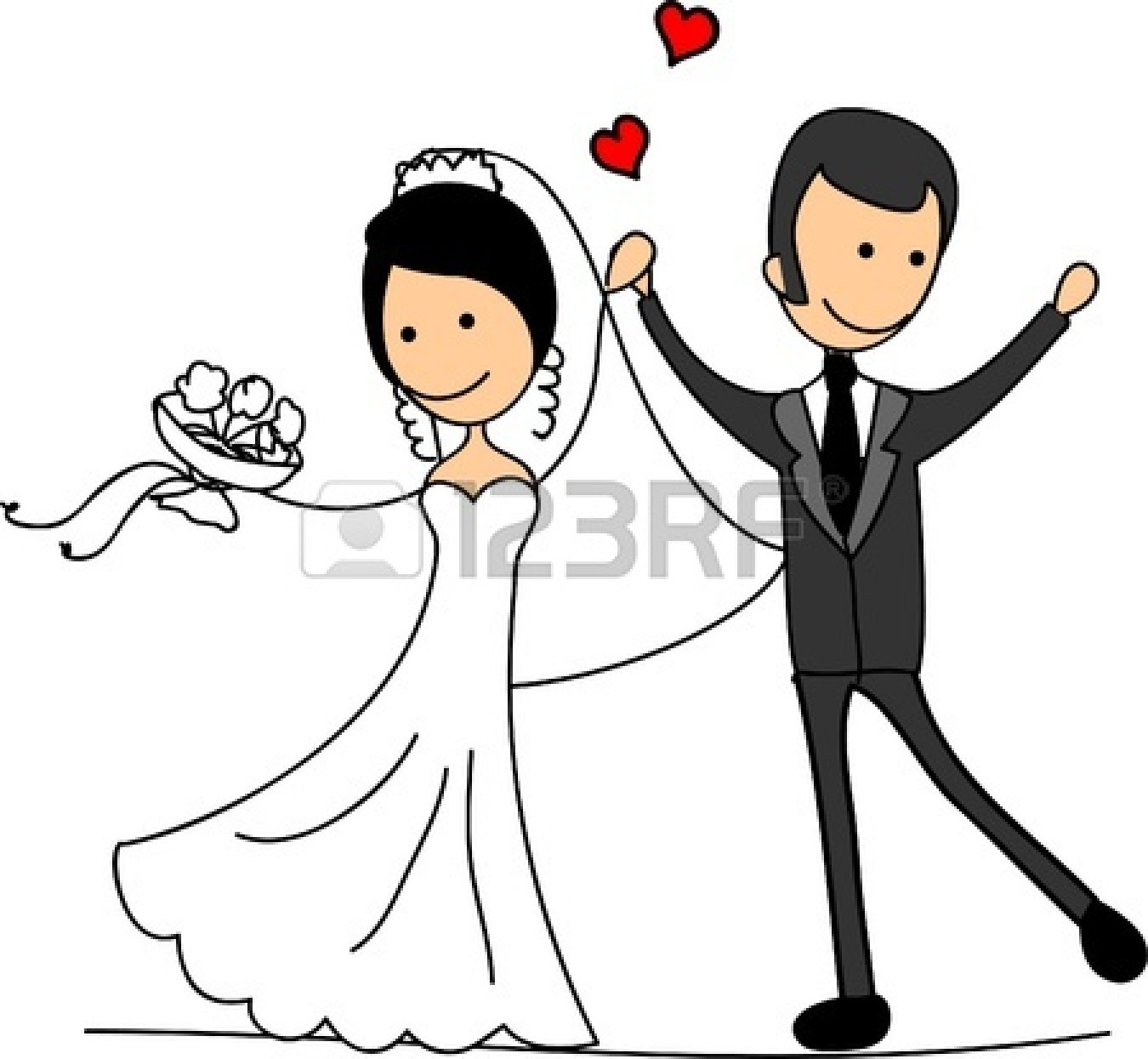 bride and groom clipart black