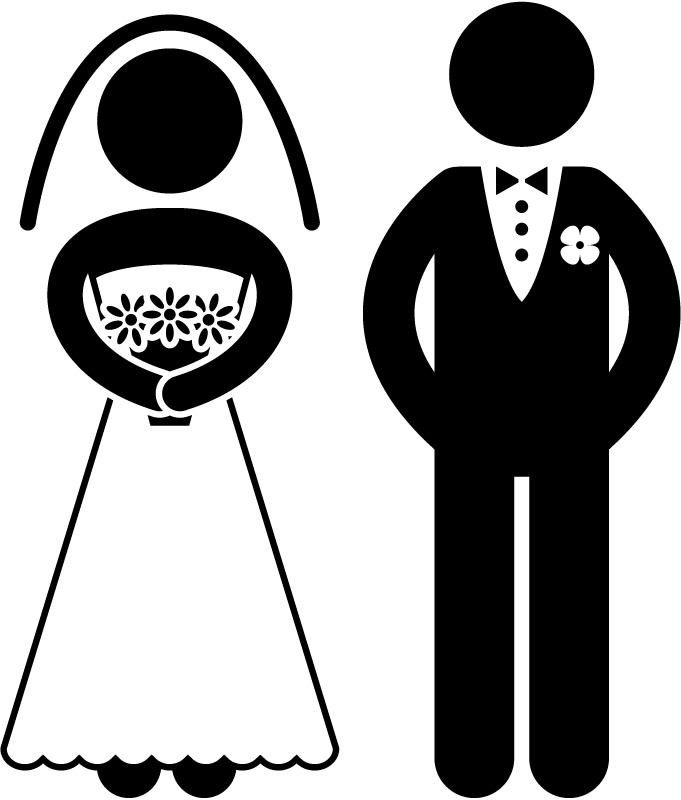Cartoon funny bride and groom clipart