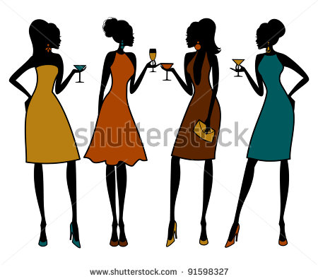 group of girl friends clipart
