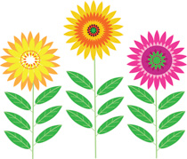 Group Brightly Colored Flower - Clipart Of Flowers