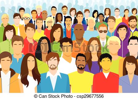 Group of Casual People Face . - Crowd Of People Clipart