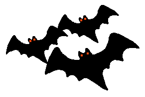 group of three bats flying left ...