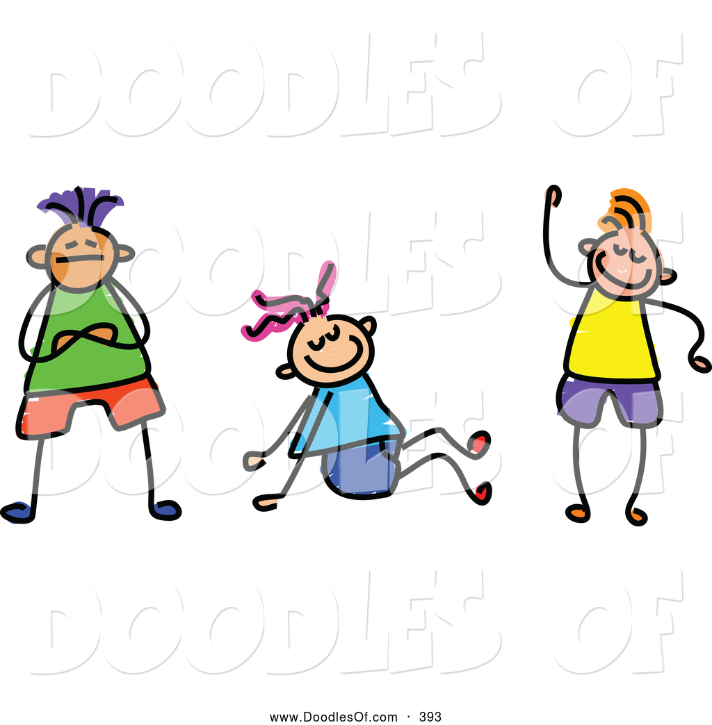 Group Of Three Friendly Kids  - Kid Friendly Clip Art