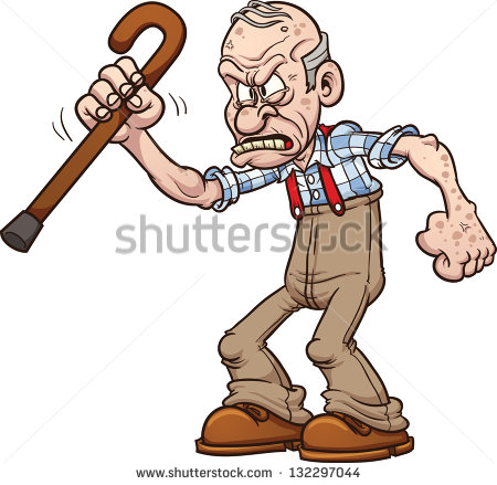 Grumpy old man. Vector clip . - Old Man Clipart