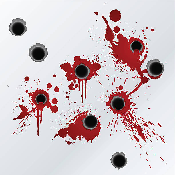 Gunshot blood splatter background vector art illustration