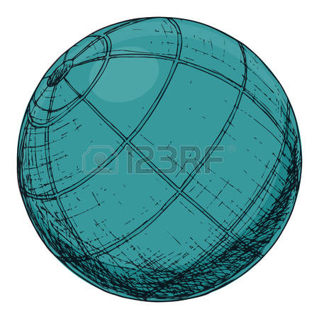 Exercise ball, cartoon illustration of gym equipment for home exercise.  Vector Vector
