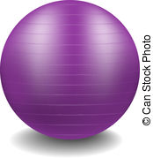 Gym ball in purple design with shadow on white background