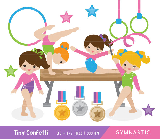 gymnastic clipart, girl gymnasts clipart, girl gymnastic clip art, cute gymnastic clipart, medal, balance beam, ring, commercial