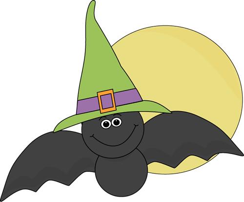 Halloween Bat and Full Moon - Cute Bat Clipart