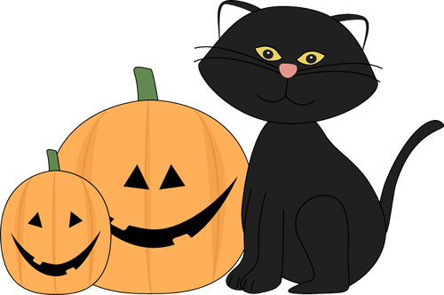 Halloween Black Cat and Jack  - Halloween Cat Clipart