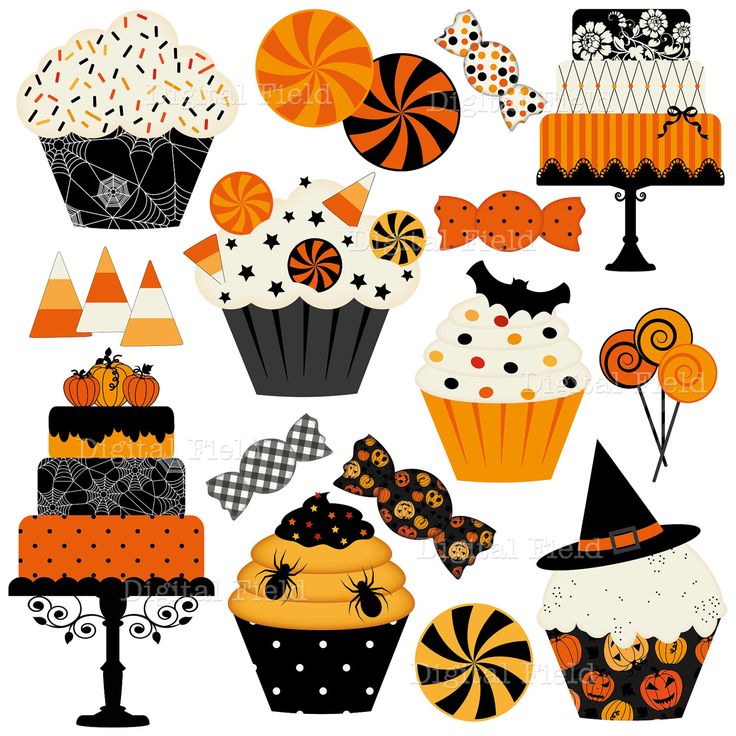 Halloween Cakes, Cupcakes and Candies Clip Art Set - Halloween digital clipart - Personal and