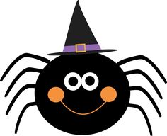 cute halloween clip art - smiling spider with a witch hat on