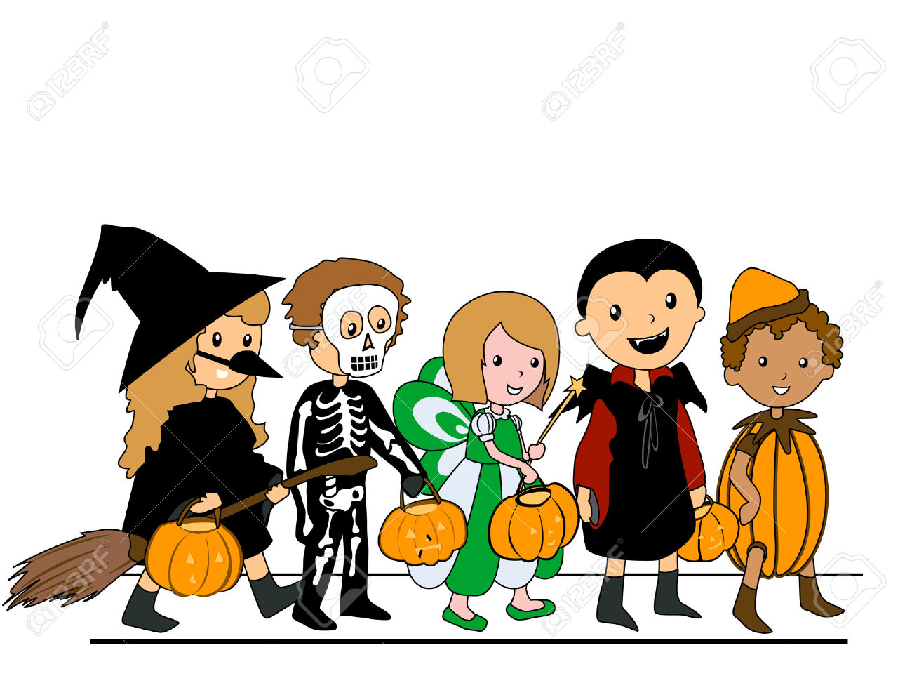 Halloween Costume Clipart ... kids walking in halloween .