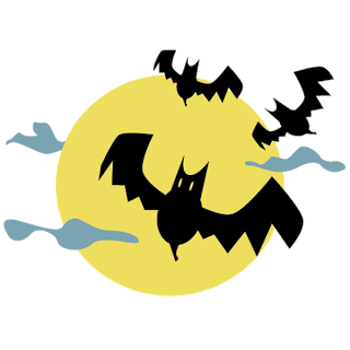 Halloween Moon With Bats - Halloween Moon Clipart