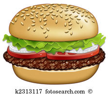 hamburger with the Works - Clipart Hamburger