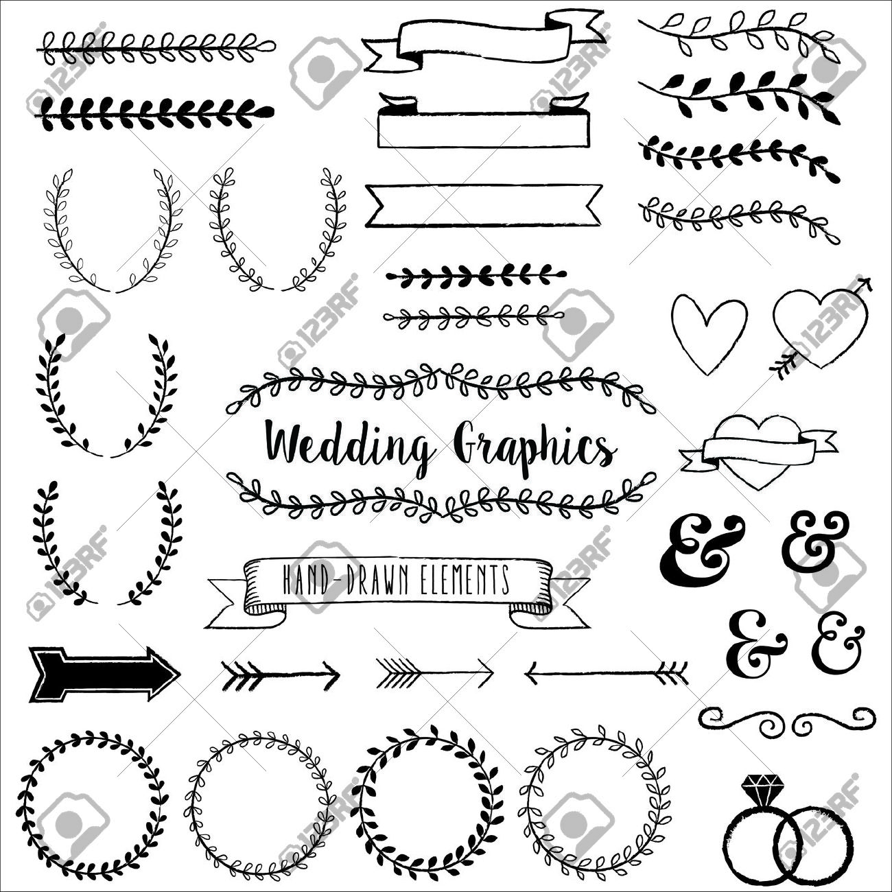 Hand Drawn Clip Wedding Art ..