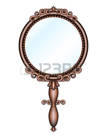 hand mirror: Antique retro hand mirror isolated on white background Vector illustration