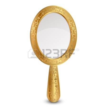 hand mirror: illustration of gold mirror