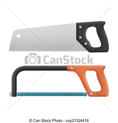 hand saw isolated for cut to wood and metal is cute cartoon of p -  csp21324416