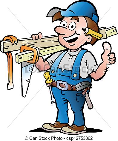 Handyman - Carpenter blue Clip Artby nazlisart33/2,740; illustration of an Happy Carpenter - Hand-drawn Vector... ...
