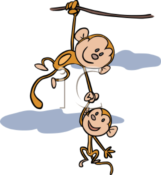 Upside down hanging monkey .