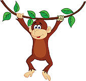 hanging monkey clipart black and white