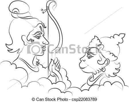 Lord Rama With Hanuman Ape (Monkey) God - csp22083789