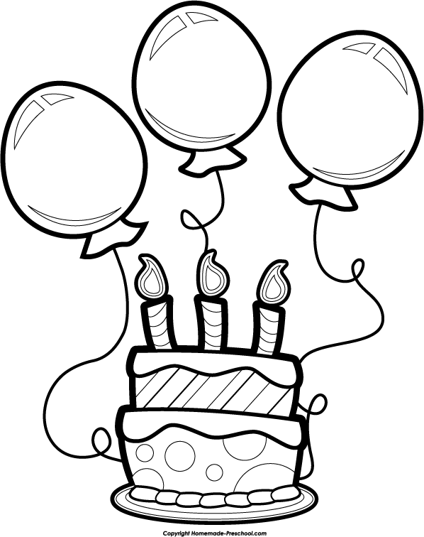 happy birthday cake clipart black and white