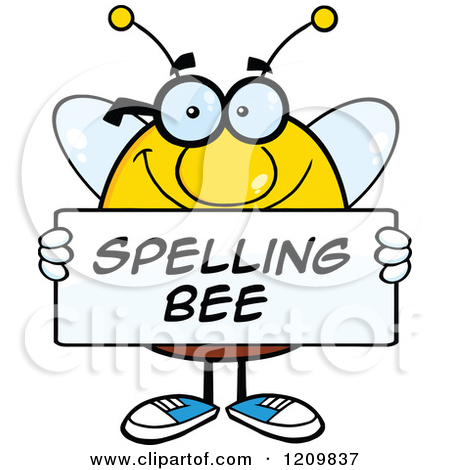 Happy Bee Student Holding A S - Spelling Bee Clipart