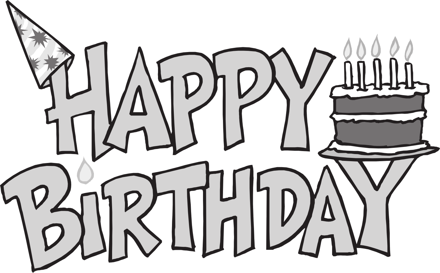 Happy Birthday Clip Art Black - Birthday Clip Art Black And White