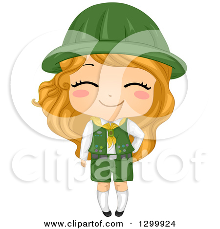Happy Blond White Girl Scout  - Girl Scout Clipart