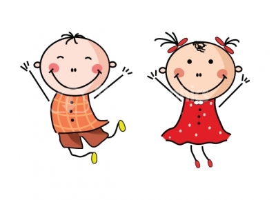 Happy boy and girl clipart .