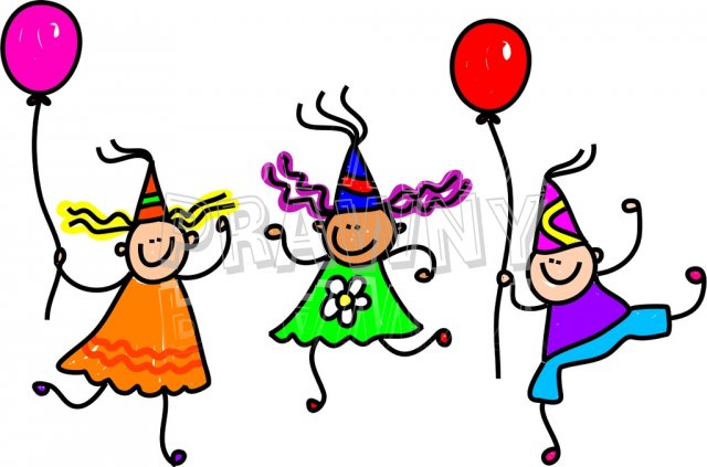 Happy Cartoon Birthday Party Kids Toddler Art Prawny Clip Art