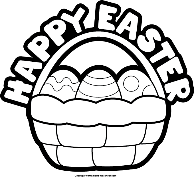 Happy Easter Clip Art Black A - Easter Clip Art Black And White